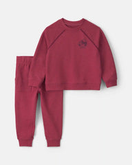 Baby Boy 2-Piece Construction French Terry Sweatshirt & Pant Set - Burgundy