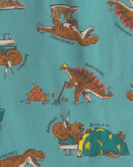 Boys 4-Piece Dinosaur 100% Cotton Snug Fit Pajama Set - Green