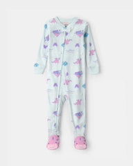 Toddler Girl Fairytale Dragon 100% Cotton Snug Fit 1-Piece Pajama - Blue