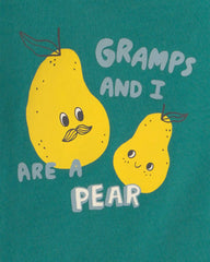 Baby Boy 'Gramps And I Are A Pear' Long-Sleeve Graphic Bodysuit - Green