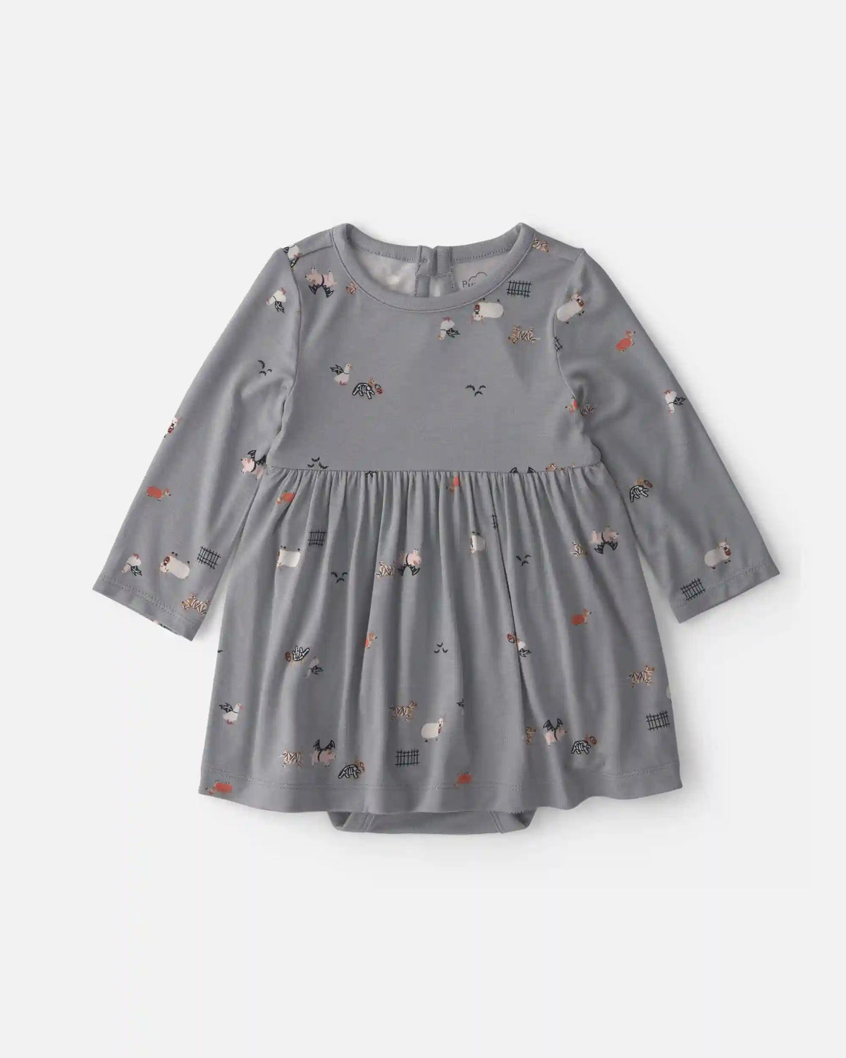 Baby Girl Halloween PurelySoft™ Long-Sleeve Bodysuit Dress - Grey