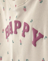 Baby Girl 2-Piece 'Happy' Twill Long-Sleeve Top & Pant Set - Pink/Cream