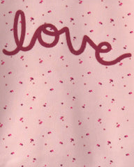 Girls 2-Piece 'Love' Fleece Pullover & Pant Set - Pink