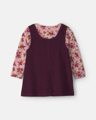 Baby Girl 2-Piece Floral Corduroy Long-Sleeve Dress Set - Pink/Purple