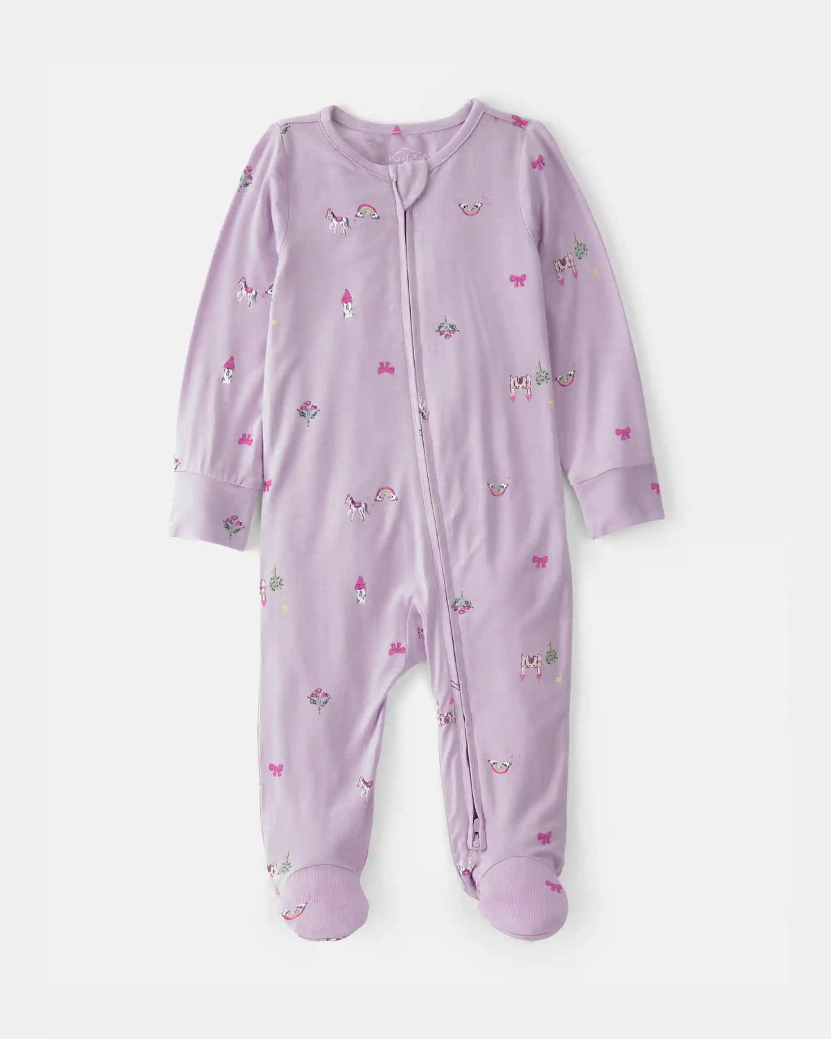Baby Girl Fairytale 2-Way Zip PurelySoft Footie Sleep & Play Pajama - Purple