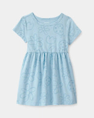 Baby Girl Floral Ladybug Short-Sleeve Dress - Blue