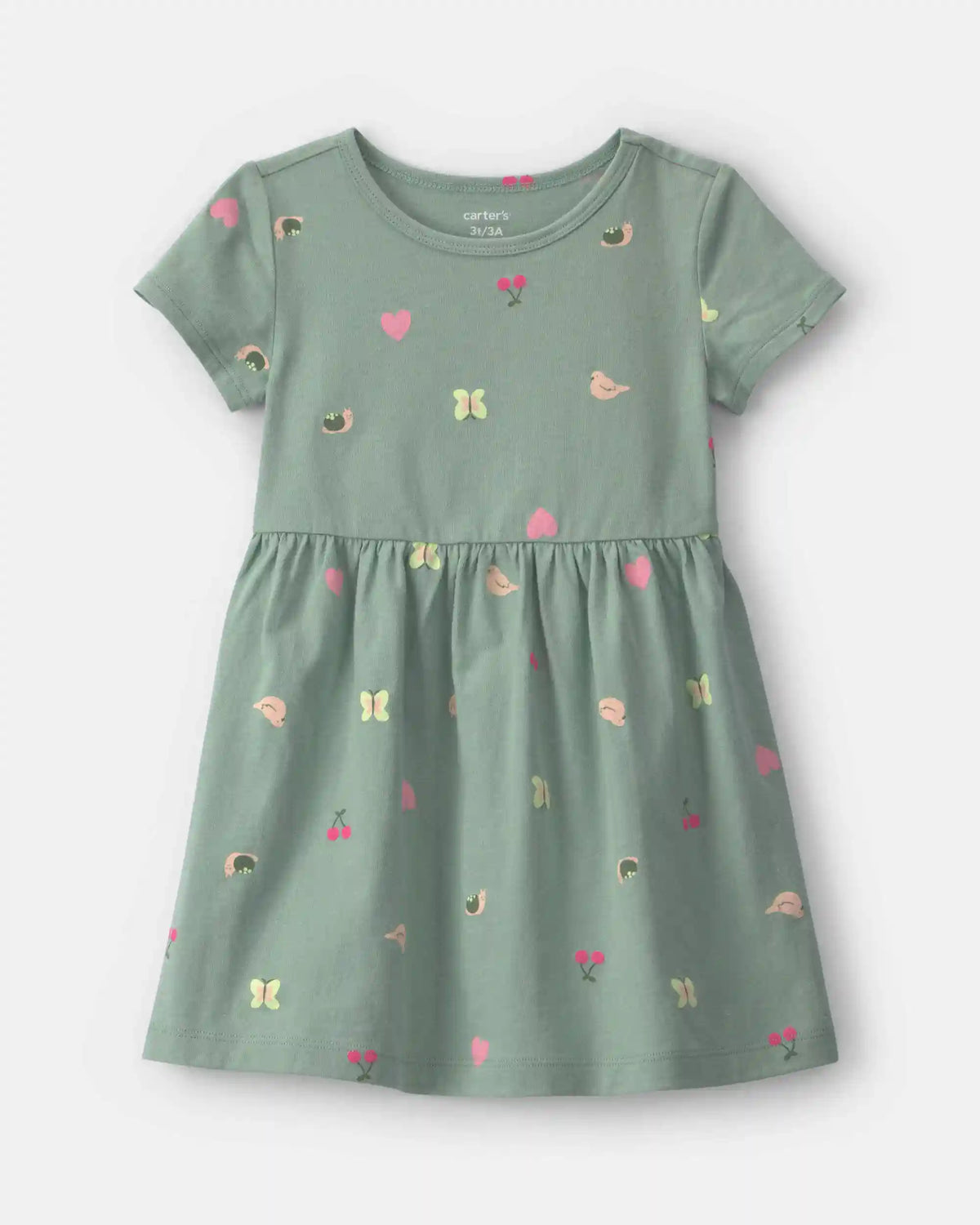 Toddler Girl Butterfly Short-Sleeve Dress - Green