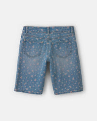 Girls Floral Denim Shorts - Light Wash