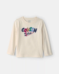 Toddler 'Cousin Club' Long-Sleeve Graphic Tee - Cream