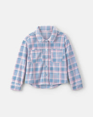 Girls Plaid Fleece Jacket - Blue