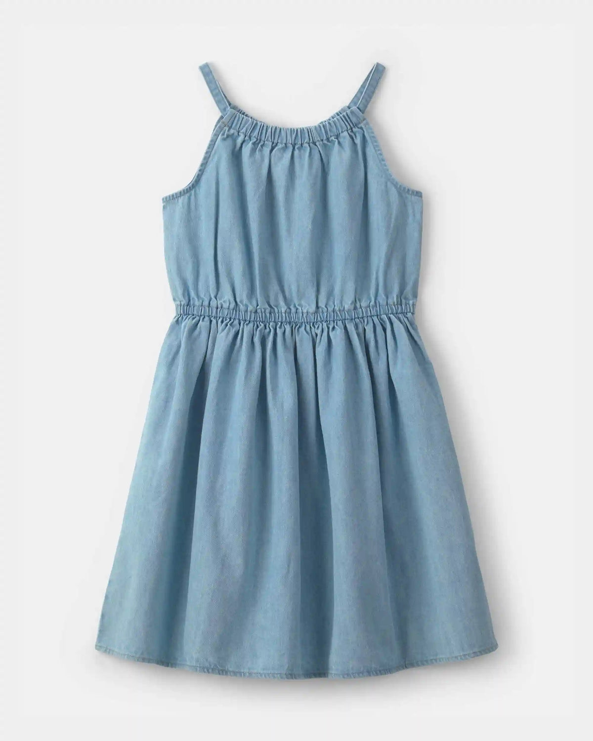Girls Denim Chambray Dress - Light Wash