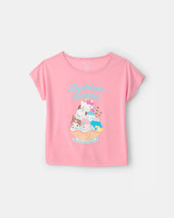 Girls 2-Piece Hello Kitty® Short-Sleeve Pajama Set - Pink