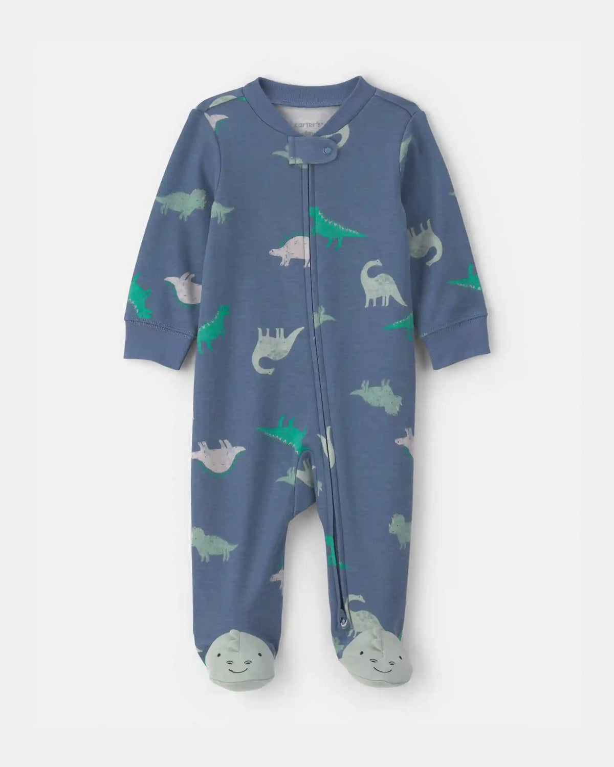 Baby Boy Dinosaur 2-Way Zip Sleep & Play Pajamas - Blue