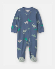 Baby Boy Dinosaur 2-Way Zip Sleep & Play Pajamas - Blue