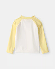 Toddler Boy 2-Piece Lemon Rashguard & Swim Trunk Set - Yellow/Blue/White
