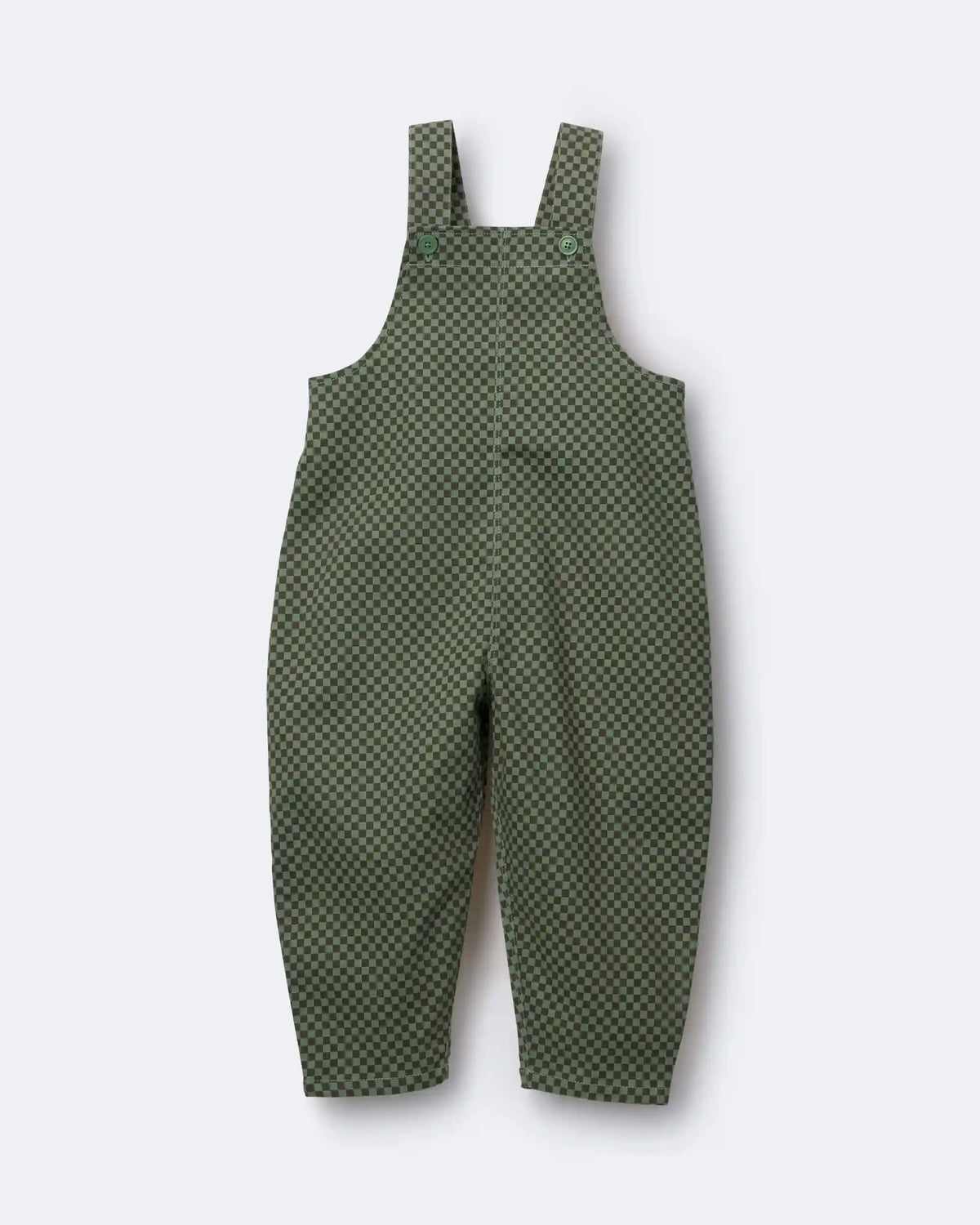 Toddler Checkered Overalls - Olive