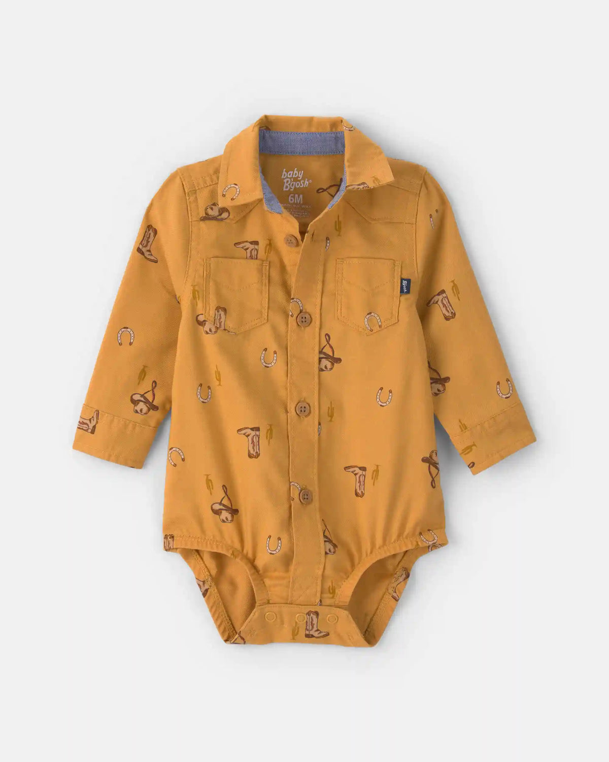 Baby Boy Western Long-Sleeve Bodysuit - Khaki