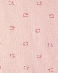 Baby Girl 3-Piece Sheep Long-Sleeve Bodysuit & Pant Set - Pink/Cream