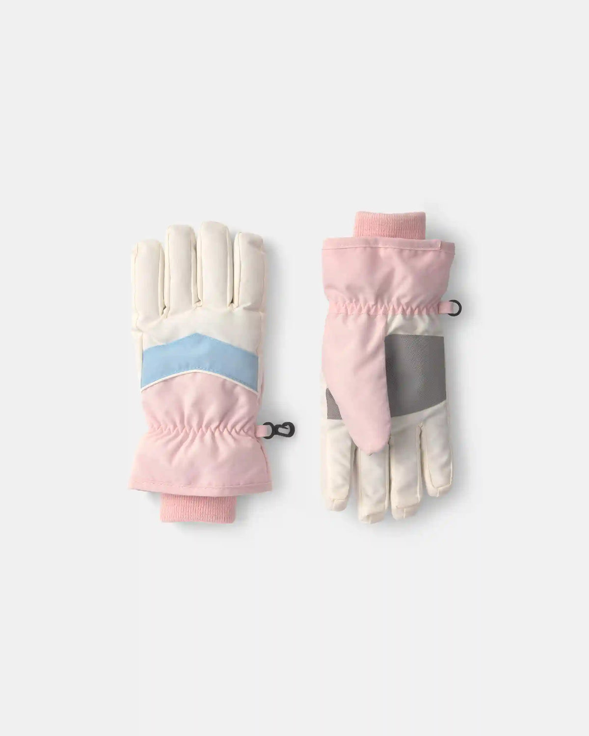 Girls Color Block Ski Gloves - Pink/Blue/White