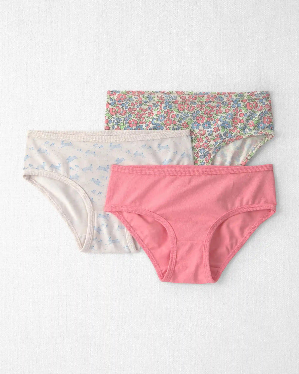 Girls 3-Pack Organic Cotton Hipster Underwear in Floral