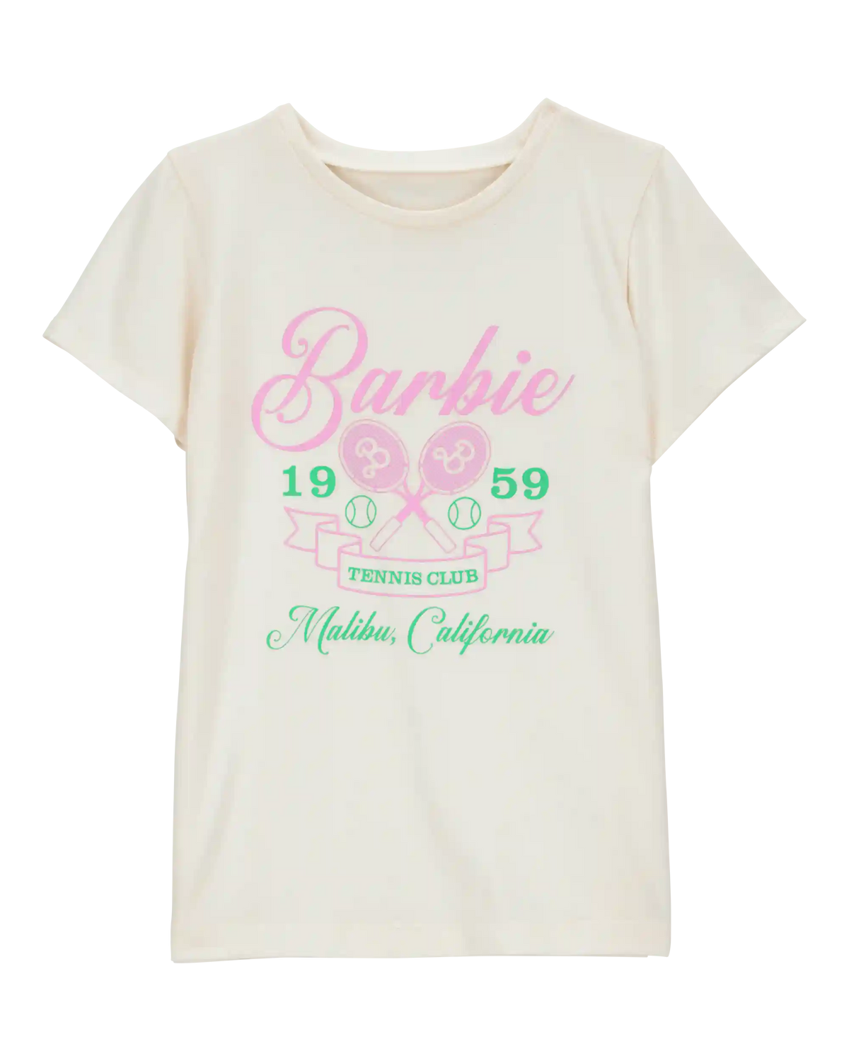 Girls Barbie™ 'Tennis Club' Short-Sleeve Graphic Tee - Ivory