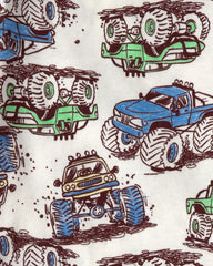 Toddler Boy Monster Truck 100% Cotton Snug Fit 4-Piece Pajama Set - Grey