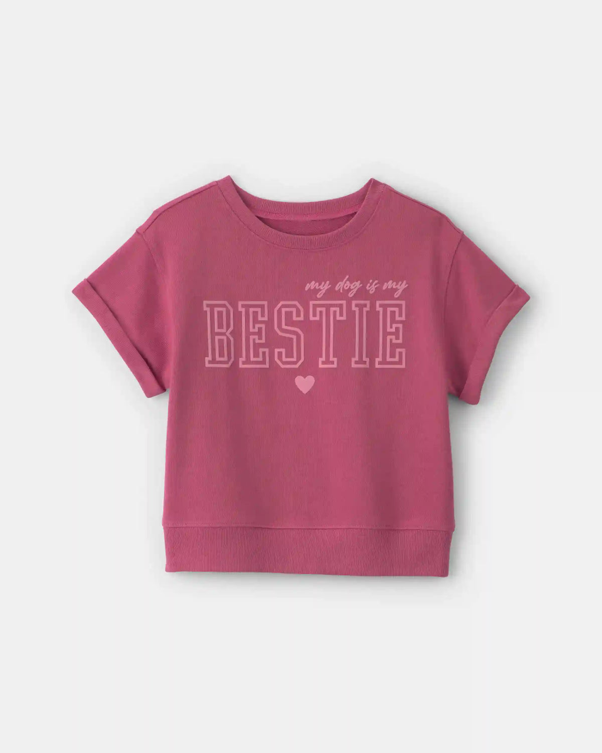 Girls 'Bestie' French Terry Top - Pink