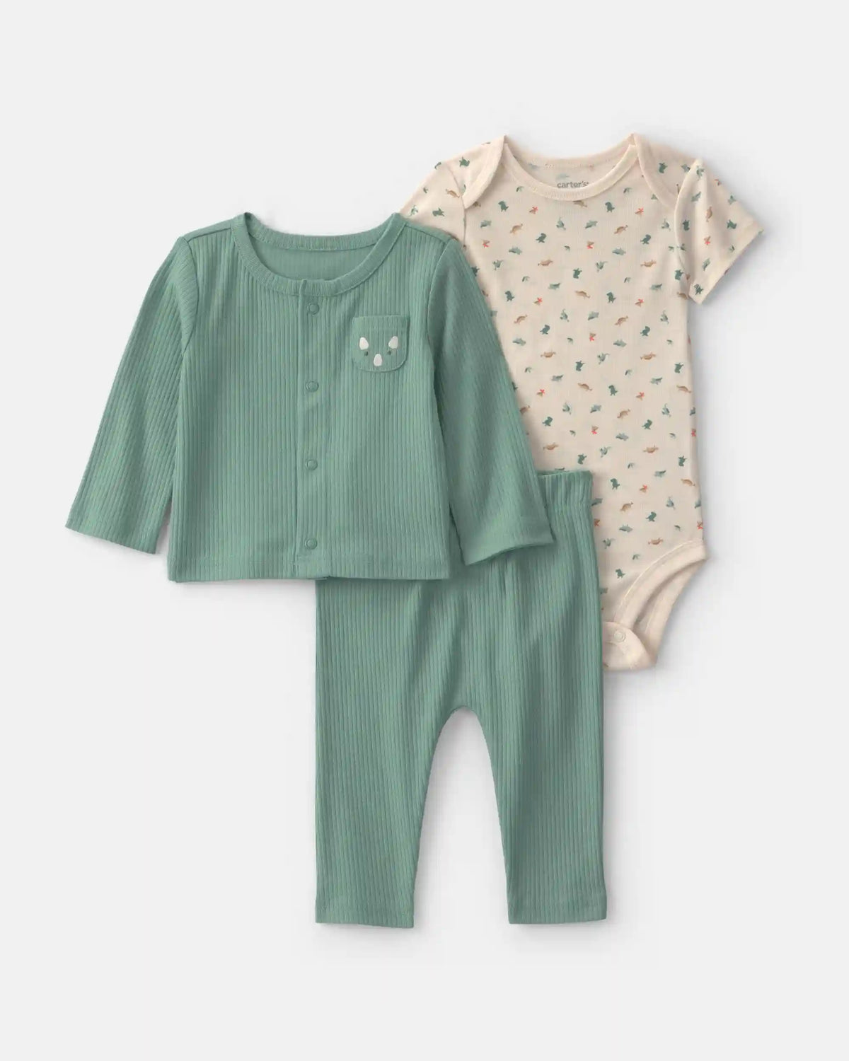 Baby Boy 3-Piece Dinosaur Layering Set - Green