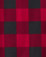 Baby Buffalo Check Fleece 2-Way Zip Sleep & Play Pajamas - Red/Black