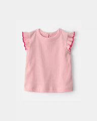 Baby Girl 2-Piece Chambray Romper Set - Pink/Blue