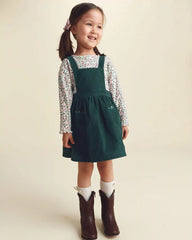 Toddler Girl 2-Piece Floral Corduroy Long-Sleeve Dress Set