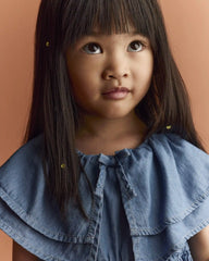 Toddler Girl Ruffle Tiered Dress in Chambray - Blue