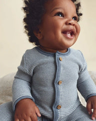 Baby Boy Striped Long-Sleeve Jumpsuit - Navy Blue