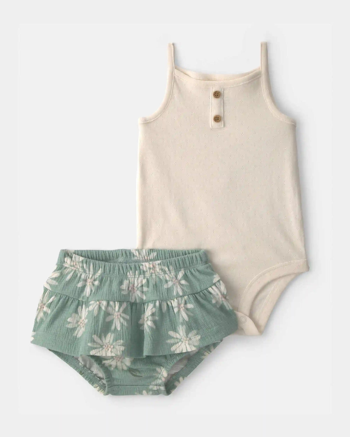 Baby Girl 2-Piece Floral Top & Skort Set - Ivory/Green