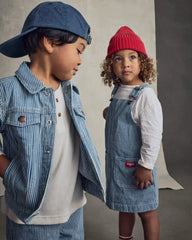 Toddler Girl Hickory Denim Long-Sleeve Overall Set - Light Wash