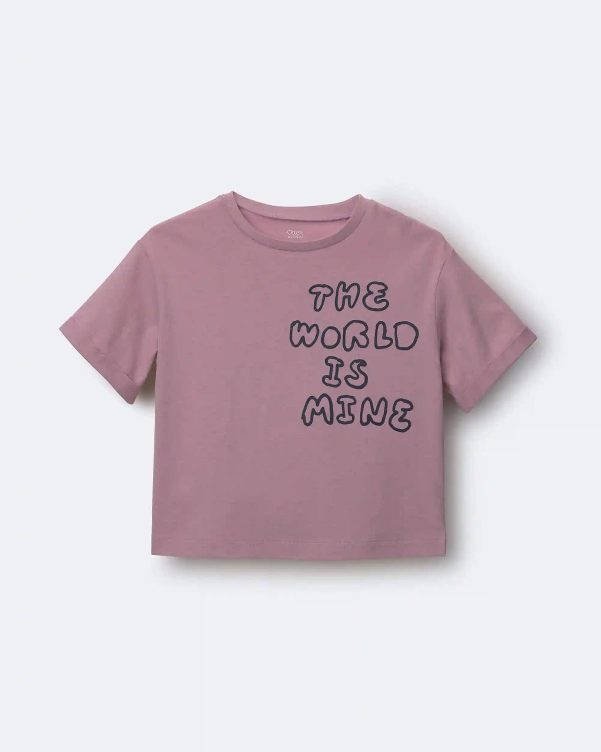 Toddler 'The World Is Mine' Rolled Cuff Tee - Mauve
