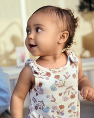 Baby Girl Floral Sleeveless Romper - Ivory