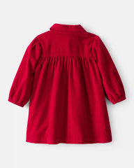 Baby Girl Corduroy Long-Sleeve Dress - Red