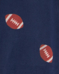 Baby Boy 1-Piece Football 2-Way Zip DreamPlush Snug Fit Footed Pajama - Navy Blue