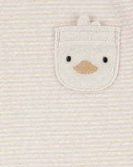 Baby 4-Piece Striped Duck Outfit Set - Brown