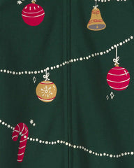 Baby Christmas Tree French Terry Long-Sleeve Jumpsuit - Green