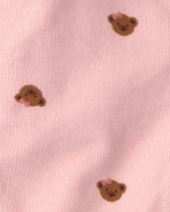 Baby Girl Bear Corduroy Overalls - Pink