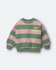 Toddler 'I Wanna Go Outside!' Otter Sweatshirt™ with Pockets in Stripes - Olive/Pink