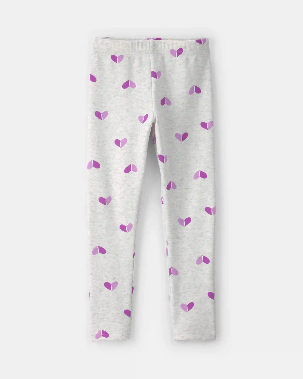 Girls Heart Fleece Pull-On Stretch Leggings - Grey/Purple