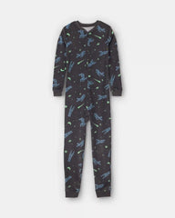Boys 1-Piece Star Space DreamPlush Snug Fit Pajama - Black