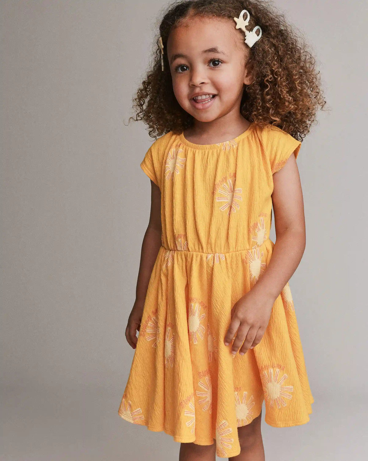 Toddler Girl Avenue Twirl™ Dress in Sunny Life Print - Golden Yellow
