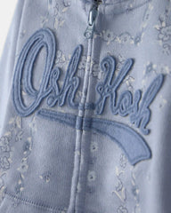 Toddler Girl Floral OshKosh Logo Zip-Up Hoodie - Blue