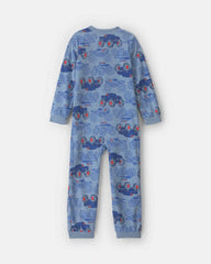 Boys 1-Piece Monster Truck Fleece Loose Fit Pajama - Blue
