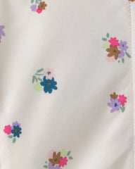 Toddler Girl Floral Hooded Midweight Winter Jacket - Cream