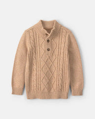 Toddler Boy Cable Knit Sweater - Tan